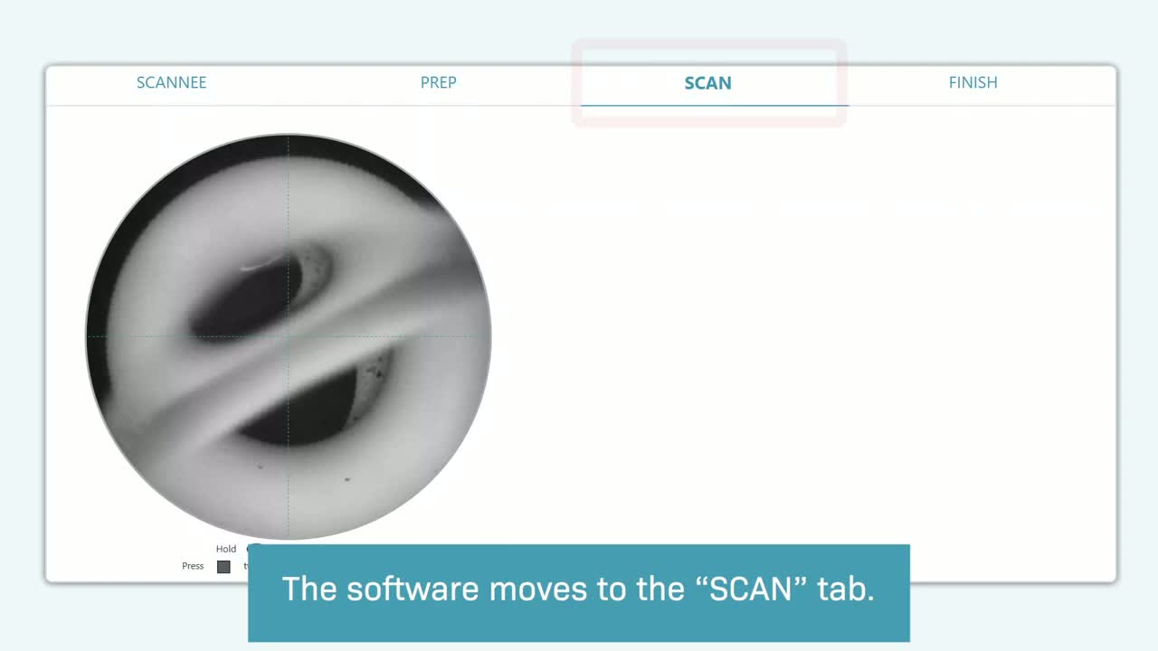 The software moves to the scan tab